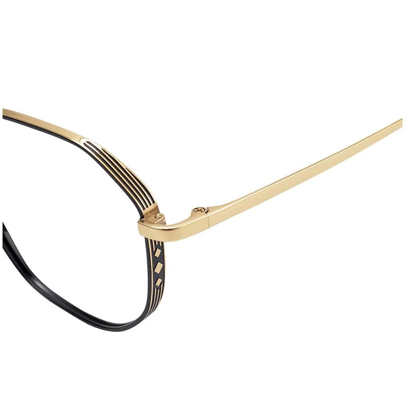 Muzz Unisex Full Rim Round Polygonal Titanium Frame Eyeglasses 32