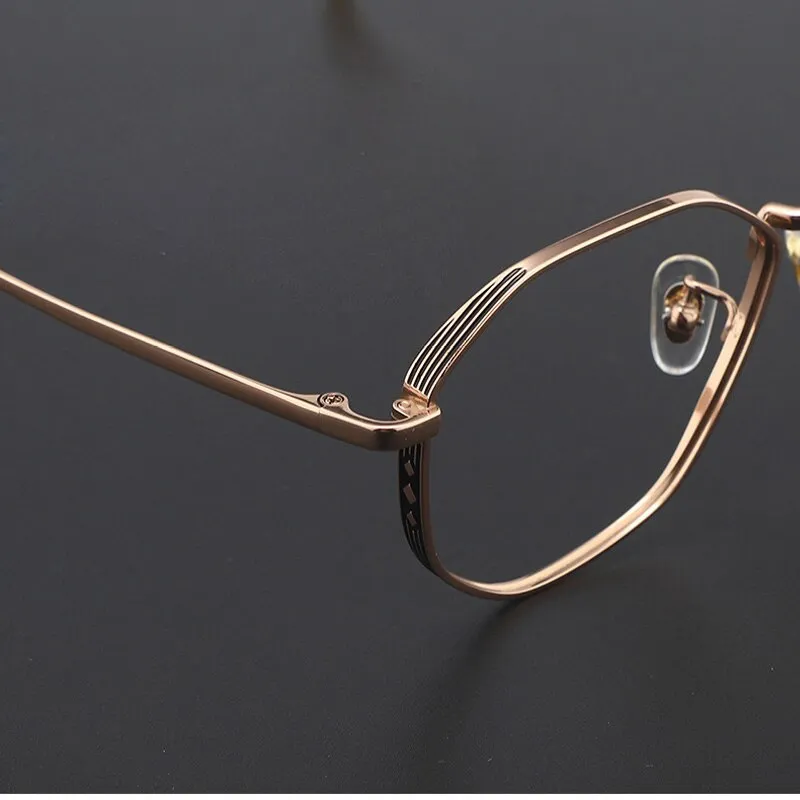 Muzz Unisex Full Rim Round Polygonal Titanium Frame Eyeglasses 32