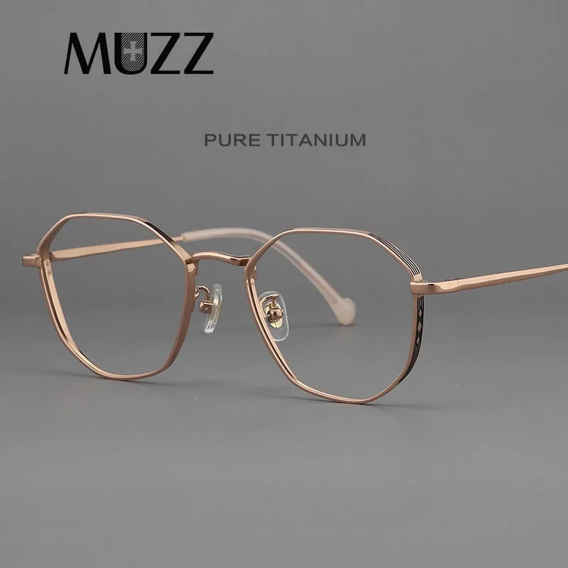 Muzz Unisex Full Rim Round Polygonal Titanium Frame Eyeglasses 32