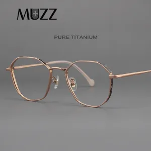 Muzz Unisex Full Rim Round Polygonal Titanium Frame Eyeglasses 32