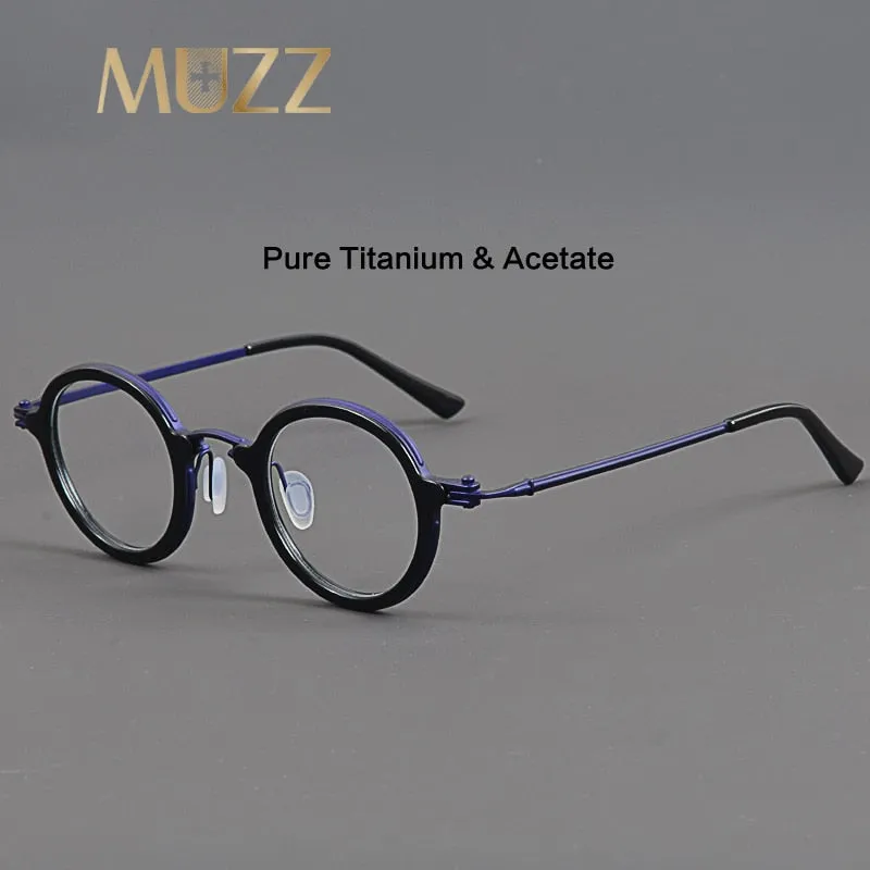 Muzz Unisex Full Rim Round Titanium Acetate Eyeglasses Rlt5988