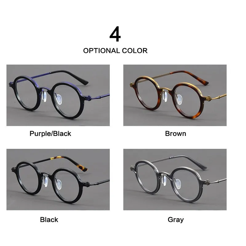 Muzz Unisex Full Rim Round Titanium Acetate Eyeglasses Rlt5988