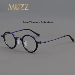 Muzz Unisex Full Rim Round Titanium Acetate Eyeglasses Rlt5988