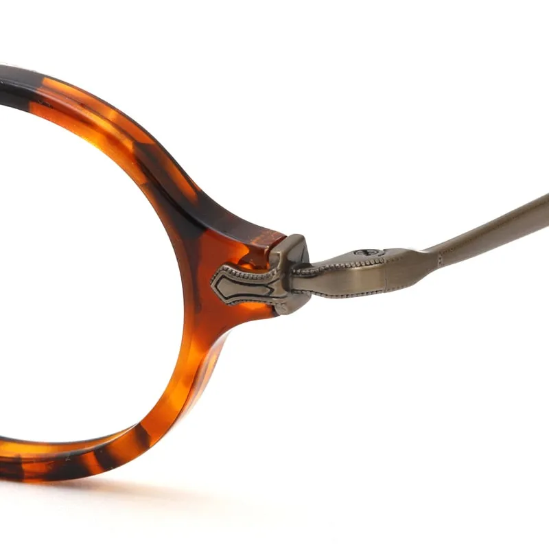 Muzz Unisex Full Rim Small Round Acetate Titanium Eyeglasses 180
