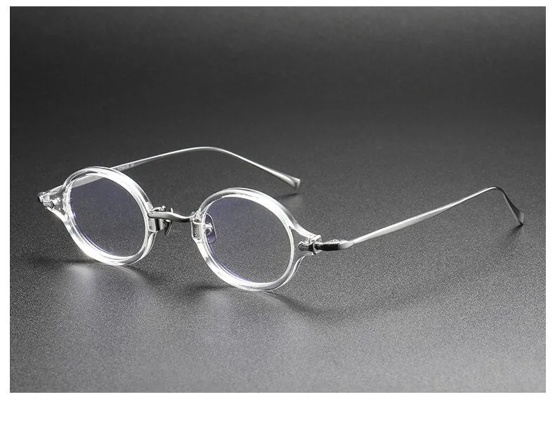 Muzz Unisex Full Rim Small Round Acetate Titanium Eyeglasses 180