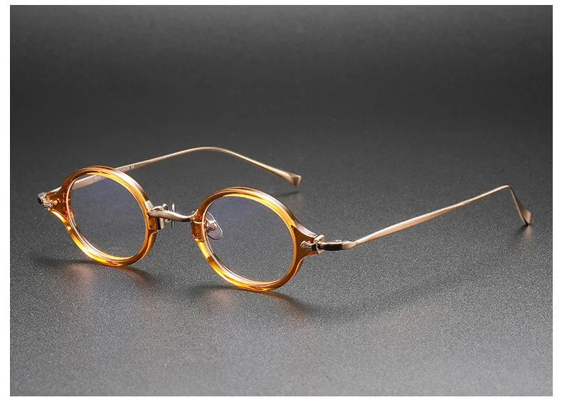 Muzz Unisex Full Rim Small Round Acetate Titanium Eyeglasses 180
