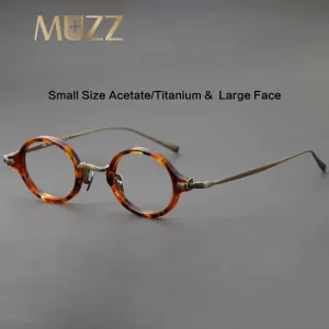 Muzz Unisex Full Rim Small Round Acetate Titanium Eyeglasses 180
