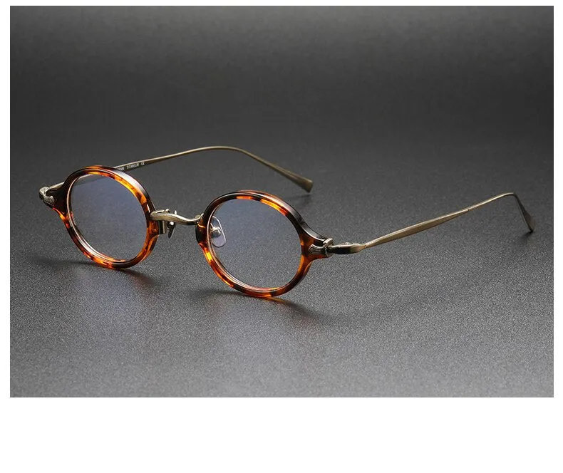 Muzz Unisex Full Rim Small Round Acetate Titanium Eyeglasses 180
