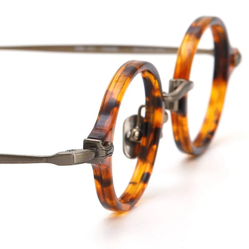 Muzz Unisex Full Rim Small Round Acetate Titanium Eyeglasses 180