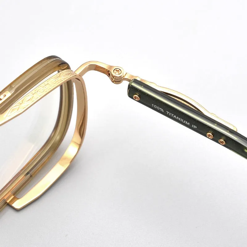 Muzz Unisex Full Rim Square Acetate Titanium Eyeglasses E005