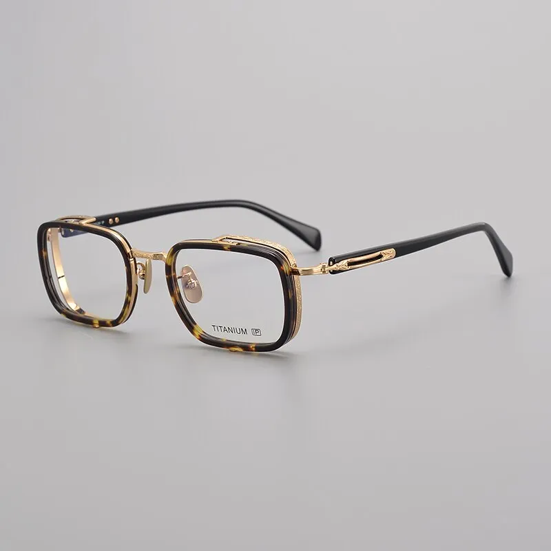 Muzz Unisex Full Rim Square Acetate Titanium Eyeglasses E005