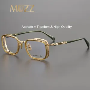 Muzz Unisex Full Rim Square Acetate Titanium Eyeglasses E005