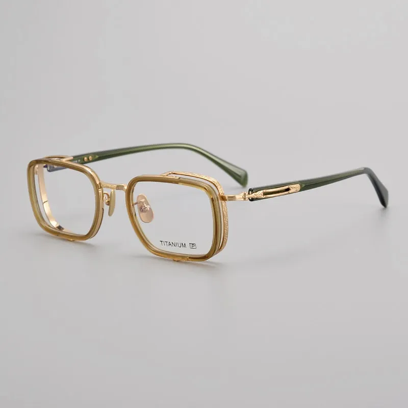 Muzz Unisex Full Rim Square Acetate Titanium Eyeglasses E005
