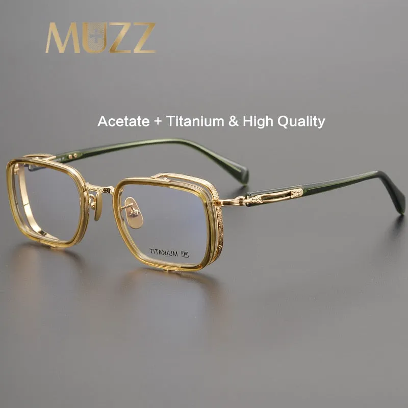 Muzz Unisex Full Rim Square Acetate Titanium Eyeglasses E005