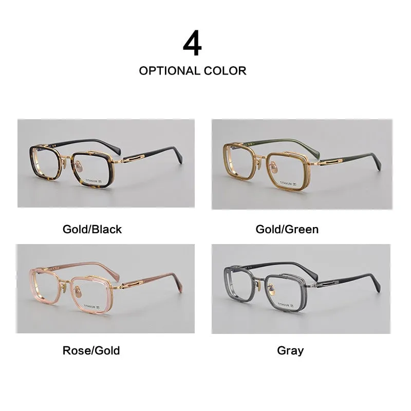 Muzz Unisex Full Rim Square Acetate Titanium Eyeglasses E005