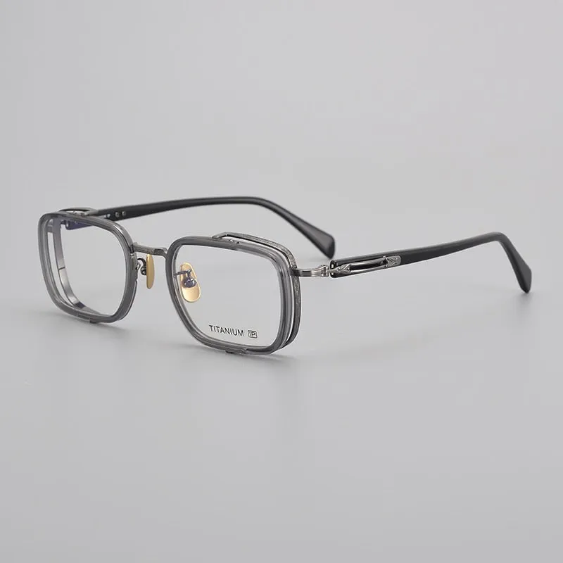 Muzz Unisex Full Rim Square Acetate Titanium Eyeglasses E005