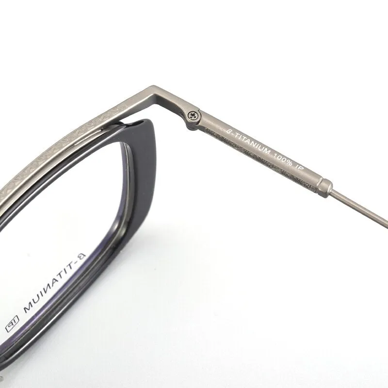 Muzz Unisex Full Rim Square Acetate Titanium Eyeglasses R1ki
