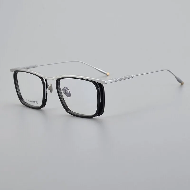 Muzz Unisex Full Rim Square Acetate Titanium Eyeglasses R1ki