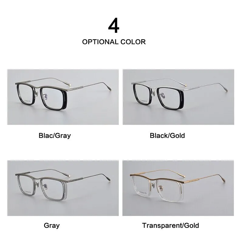 Muzz Unisex Full Rim Square Acetate Titanium Eyeglasses R1ki