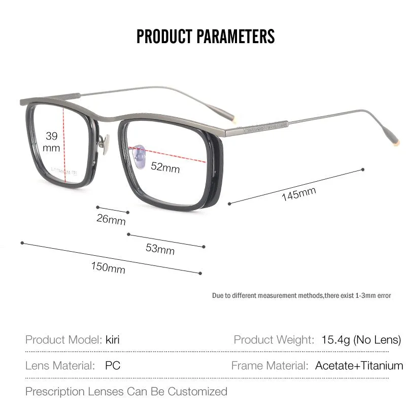 Muzz Unisex Full Rim Square Acetate Titanium Eyeglasses R1ki