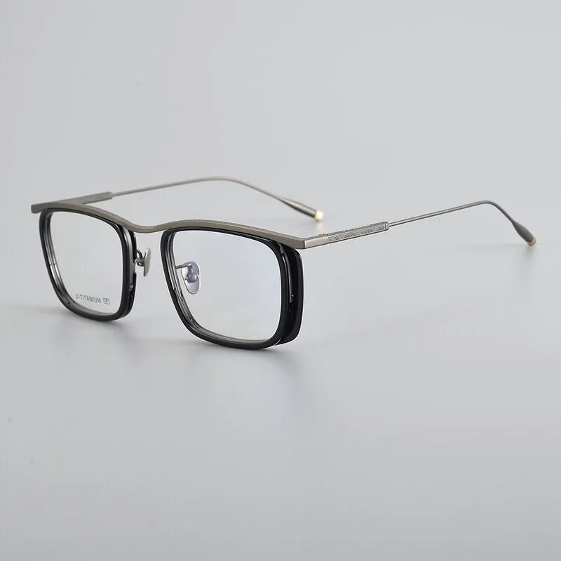 Muzz Unisex Full Rim Square Acetate Titanium Eyeglasses R1ki