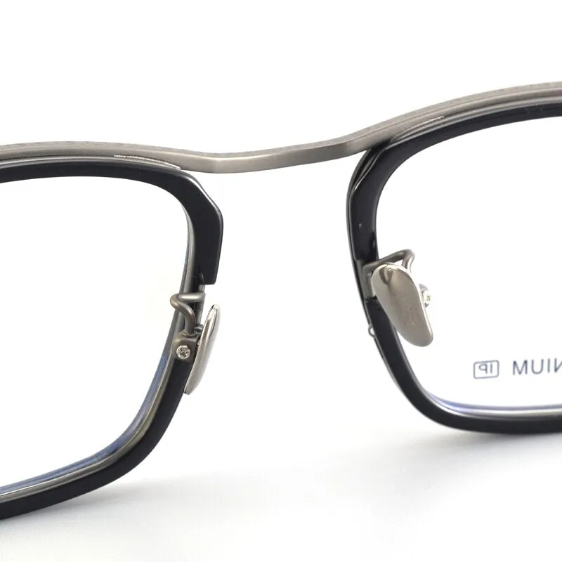 Muzz Unisex Full Rim Square Acetate Titanium Eyeglasses R1ki