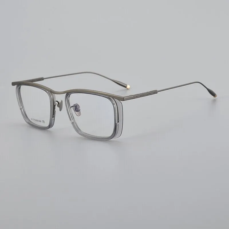 Muzz Unisex Full Rim Square Acetate Titanium Eyeglasses R1ki