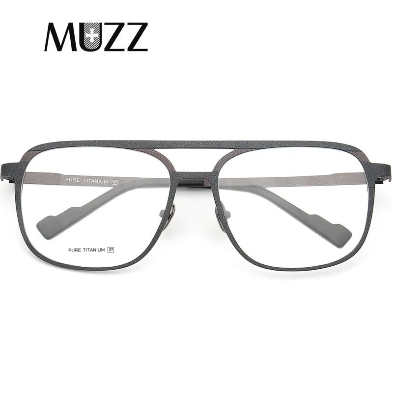 Muzz Unisex Full Rim Square Double Bridge Titanium Frame Eyeglasses T7036