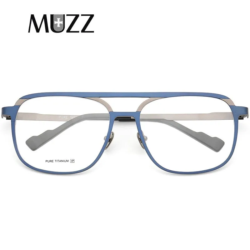 Muzz Unisex Full Rim Square Double Bridge Titanium Frame Eyeglasses T7036
