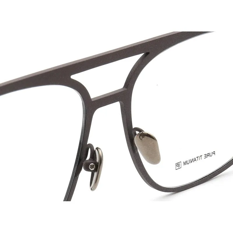 Muzz Unisex Full Rim Square Double Bridge Titanium Frame Eyeglasses T7036