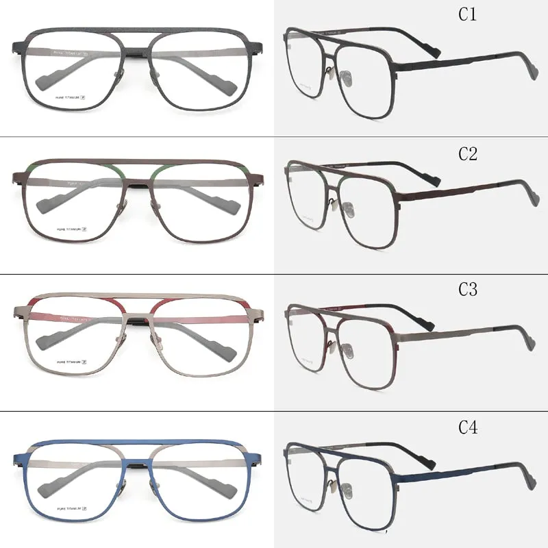 Muzz Unisex Full Rim Square Double Bridge Titanium Frame Eyeglasses T7036