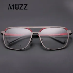 Muzz Unisex Full Rim Square Double Bridge Titanium Frame Eyeglasses T7036