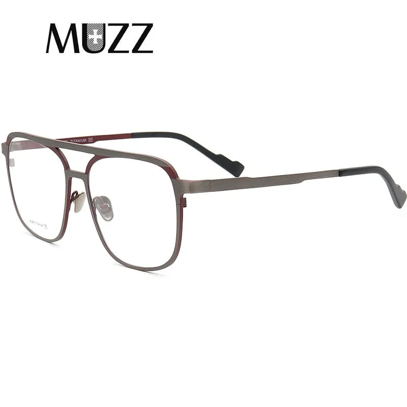 Muzz Unisex Full Rim Square Double Bridge Titanium Frame Eyeglasses T7036