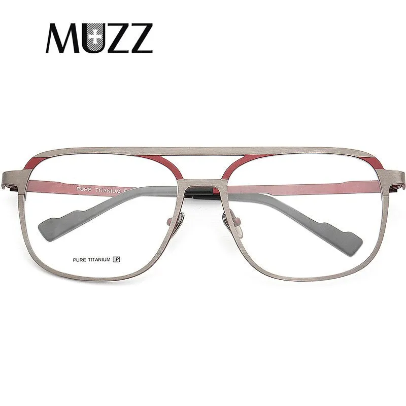 Muzz Unisex Full Rim Square Double Bridge Titanium Frame Eyeglasses T7036