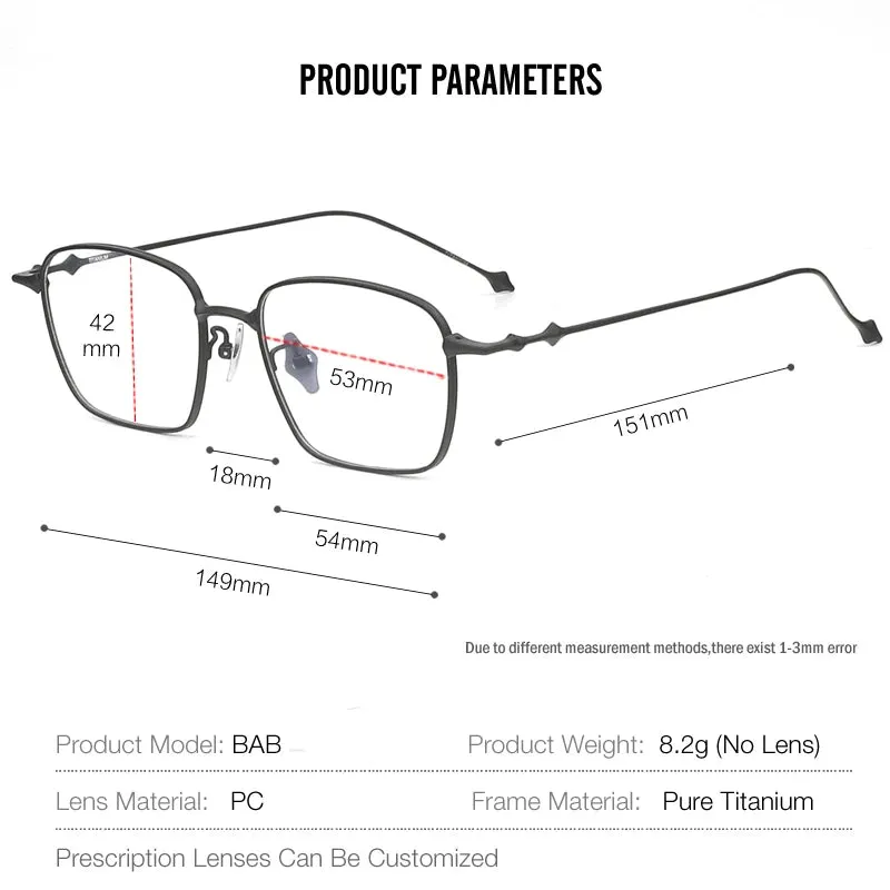 Muzz Unisex Full Rim Square Ip Plated Titanium Eyeglasses Bab82