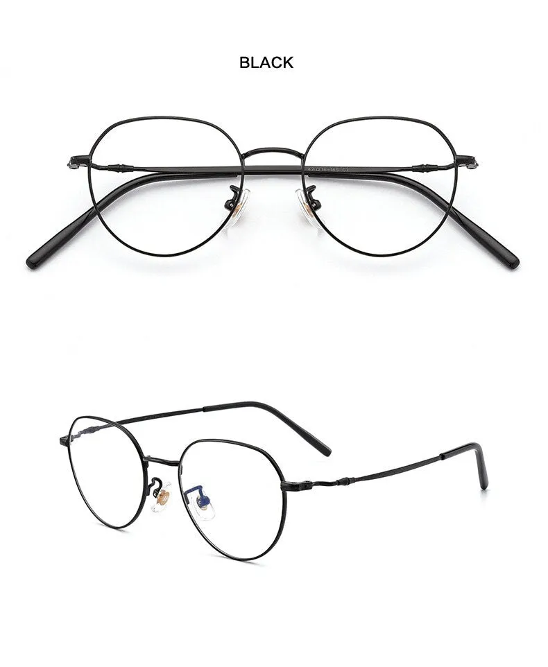 Muzz Women's Full Rim Round Titanium Frame Eyeglasses T1943