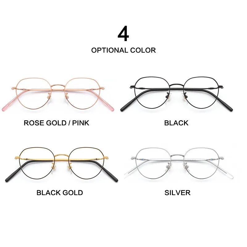 Muzz Women's Full Rim Round Titanium Frame Eyeglasses T1943