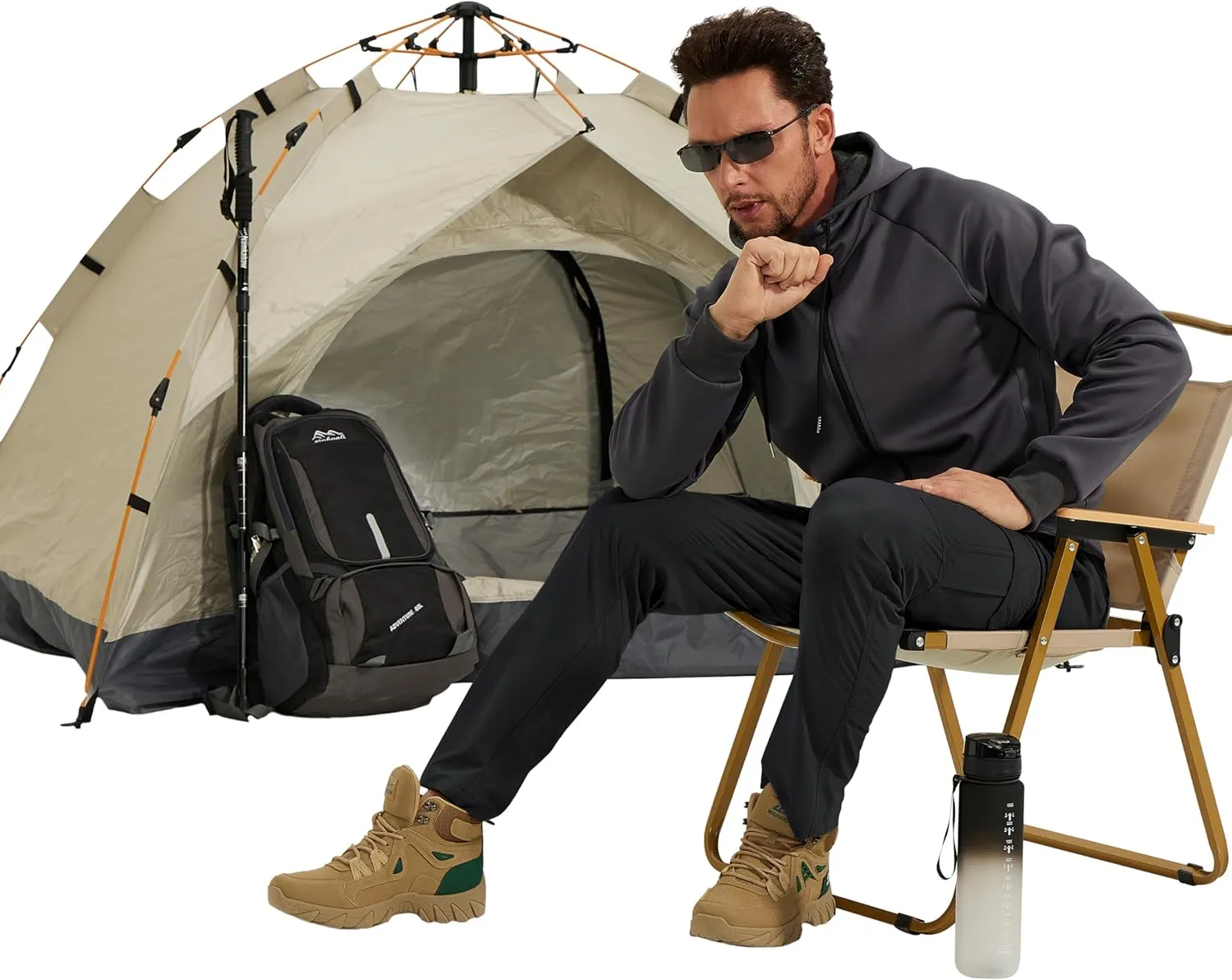 NATUVENIX Men's Lightweight Quick Dry Water Resistant Hiking Pants with Multiple Pockets and Stretchable Fabric