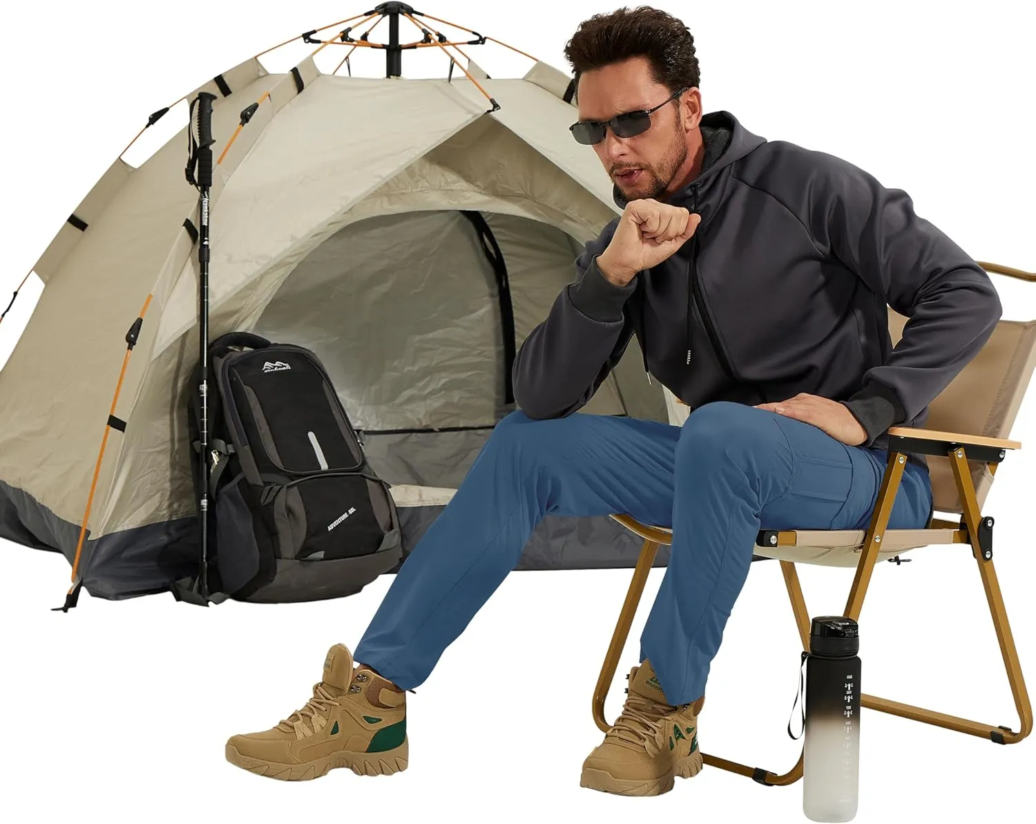 NATUVENIX Men's Lightweight Quick Dry Water Resistant Hiking Pants with Multiple Pockets and Stretchable Fabric