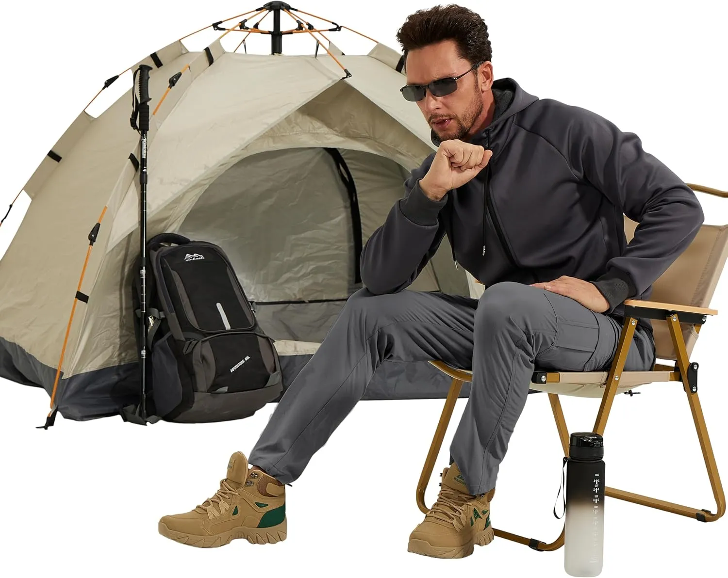 NATUVENIX Men's Lightweight Quick Dry Water Resistant Hiking Pants with Multiple Pockets and Stretchable Fabric