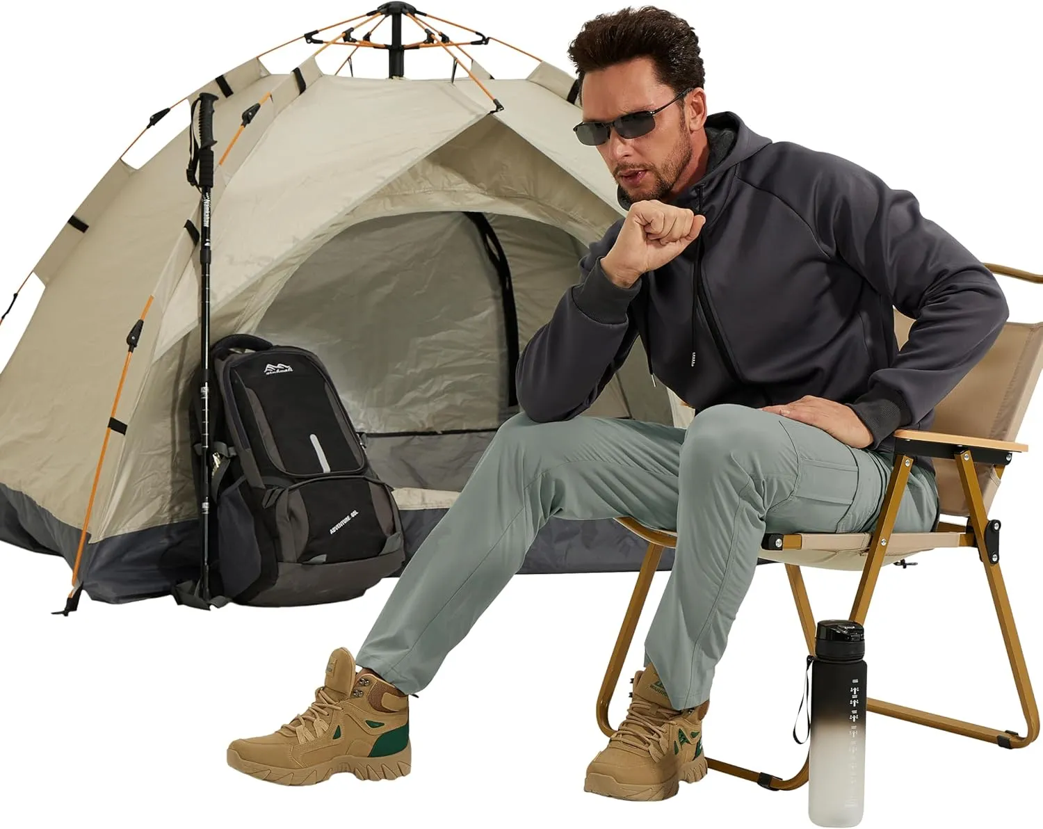 NATUVENIX Men's Lightweight Quick Dry Water Resistant Hiking Pants with Multiple Pockets and Stretchable Fabric