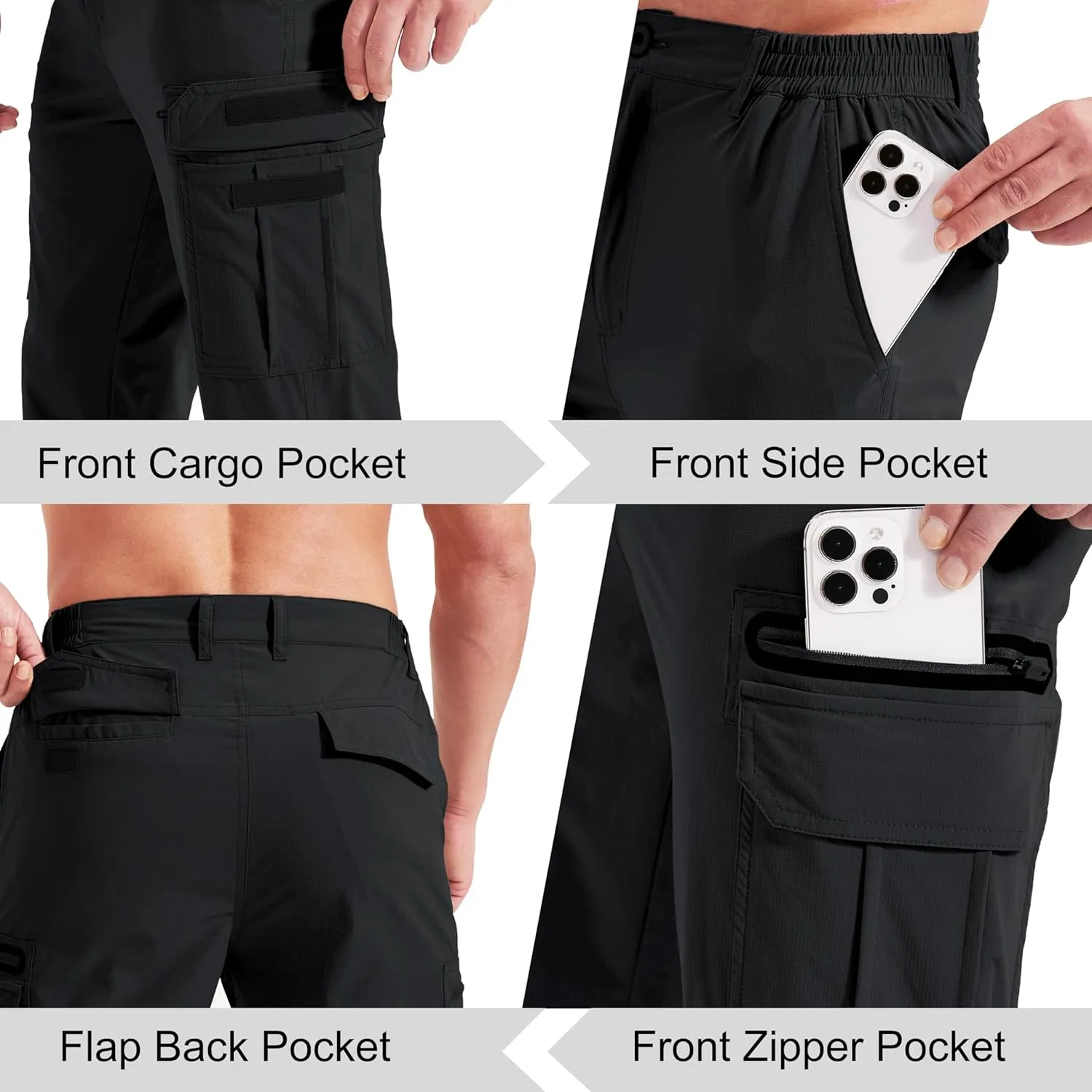 NATUVENIX Men's Lightweight Quick Dry Water Resistant Hiking Pants with Multiple Pockets and Stretchable Fabric