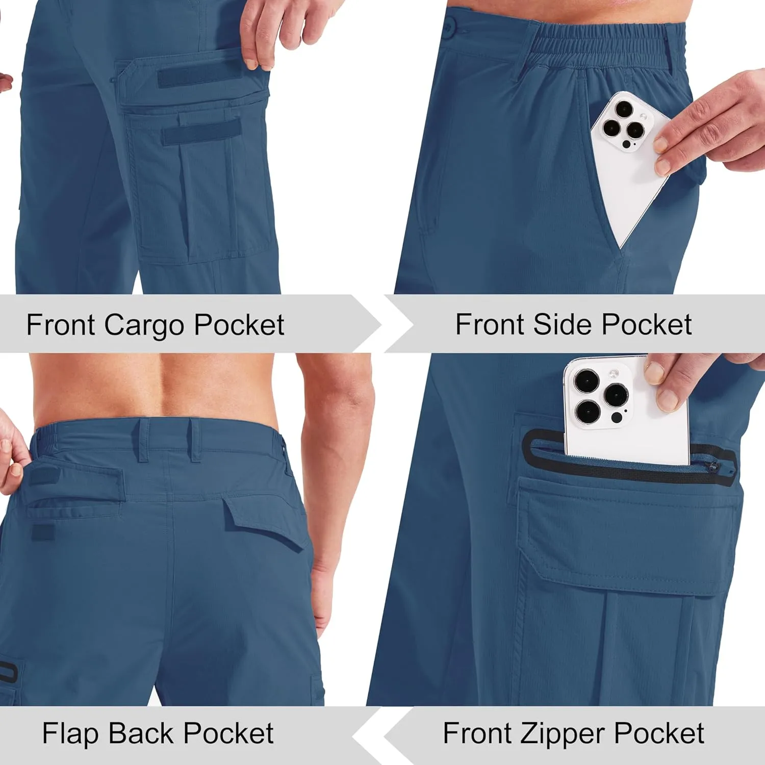 NATUVENIX Men's Lightweight Quick Dry Water Resistant Hiking Pants with Multiple Pockets and Stretchable Fabric