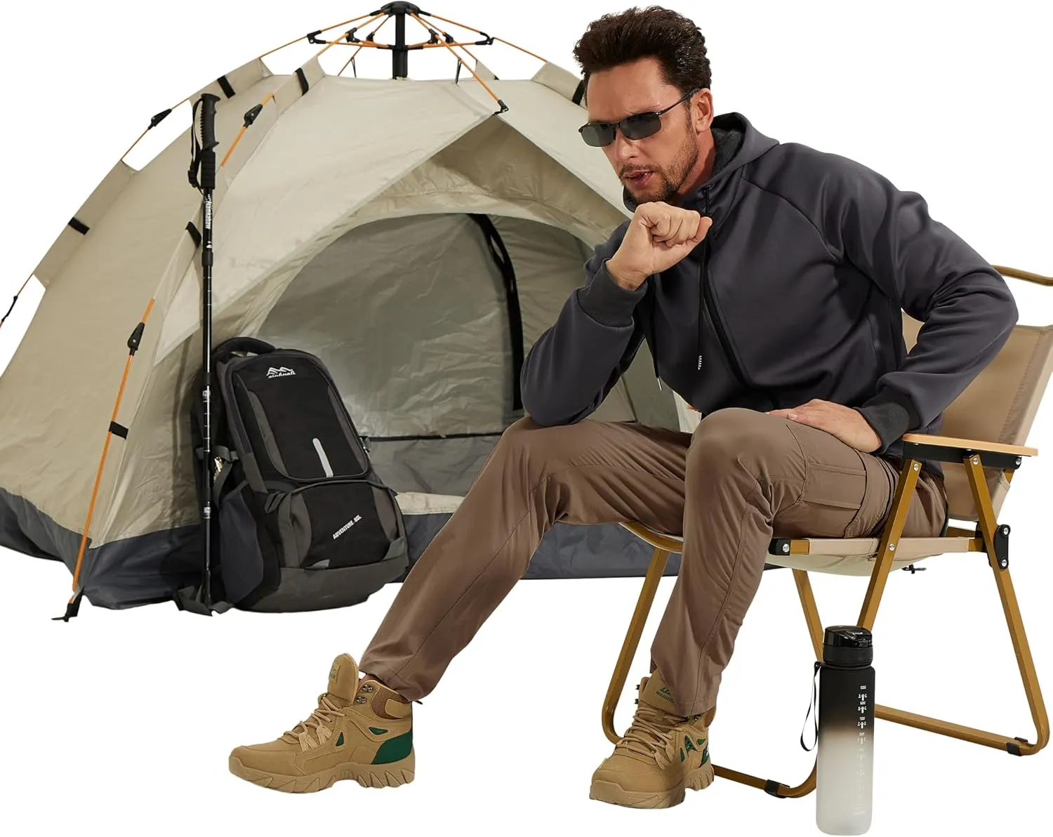 NATUVENIX Men's Lightweight Quick Dry Water Resistant Hiking Pants with Multiple Pockets and Stretchable Fabric