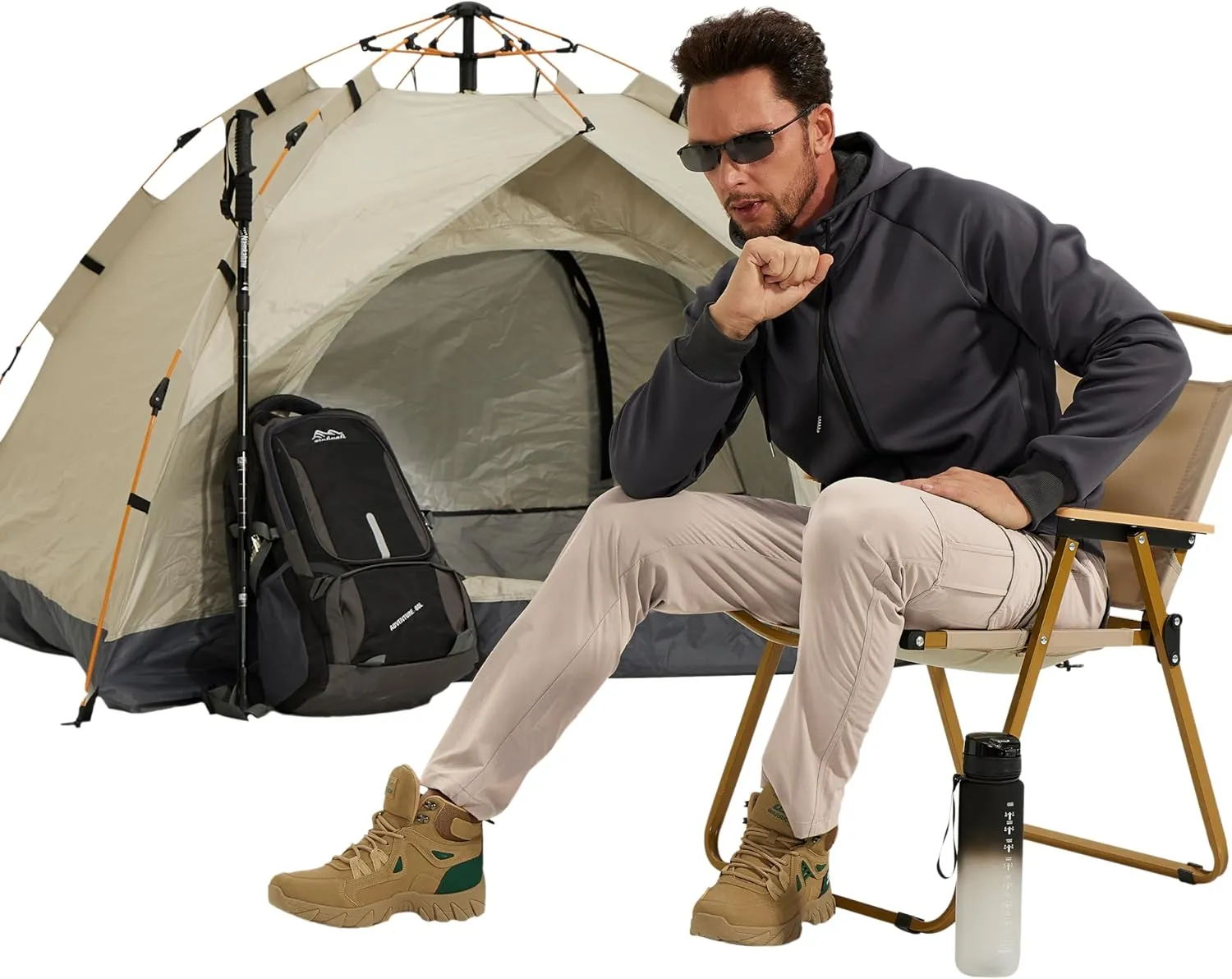 NATUVENIX Men's Lightweight Quick Dry Water Resistant Hiking Pants with Multiple Pockets and Stretchable Fabric