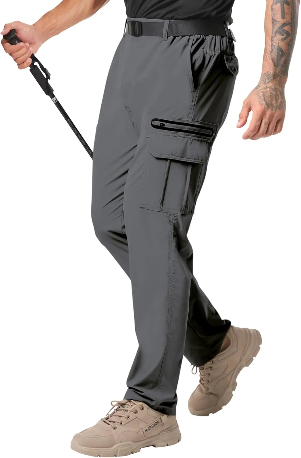 NATUVENIX Men's Lightweight Quick Dry Water Resistant Hiking Pants with Multiple Pockets and Stretchable Fabric