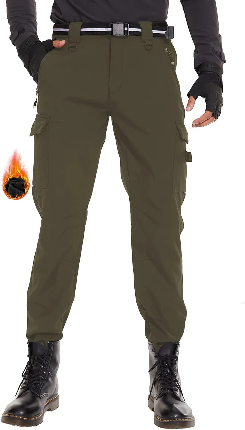 NATUVENIX Snow Pants Men Ski Pants Men Water Resistant Hiking Pants for Men Fleece Lined Tactical Work Snowboard Pants