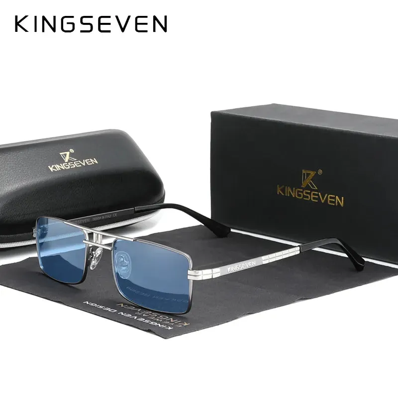 New Arrived KINGSEVEN Polarized Sunglasses Stainless Steel Vintage Frame Brand Rectangle Design Driving Fishing Sun glasses