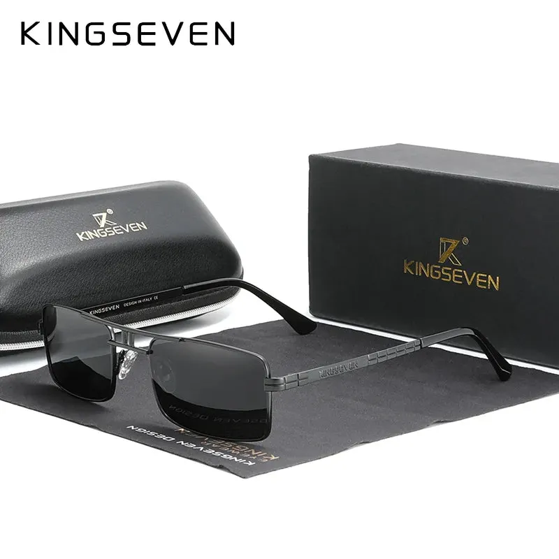 New Arrived KINGSEVEN Polarized Sunglasses Stainless Steel Vintage Frame Brand Rectangle Design Driving Fishing Sun glasses