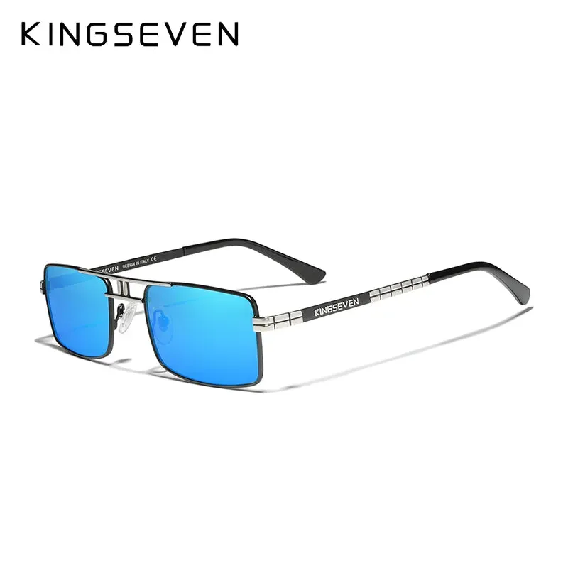 New Arrived KINGSEVEN Polarized Sunglasses Stainless Steel Vintage Frame Brand Rectangle Design Driving Fishing Sun glasses